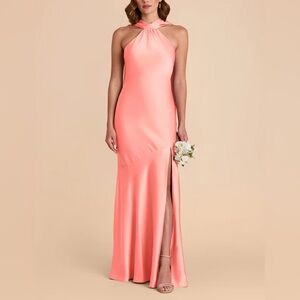 Birdy Grey Eileen Coral Pink Halter Maxi Dress with Slit